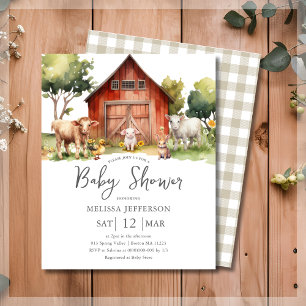 Cute Farm Animal Baby Shower Budget Invitation