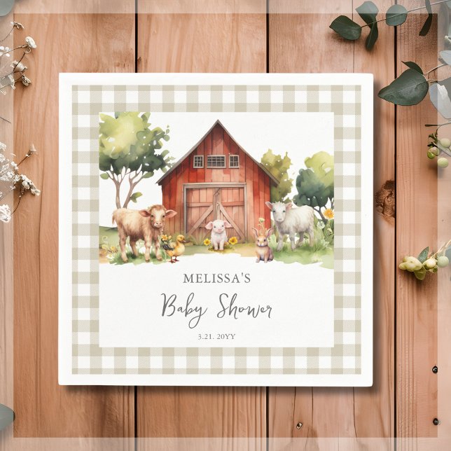 Cute Farm Animal Barn Baby Shower  Napkin (Creator Uploaded)