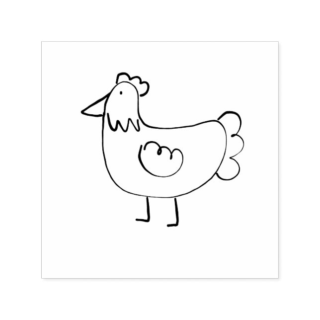 Cute Farm Animal Chicken Hen Cartoon Drawing Craft Self-inking Stamp (Design)