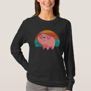 Cute Farm Animal Farmer Animal Piglet Retro Pig T-Shirt