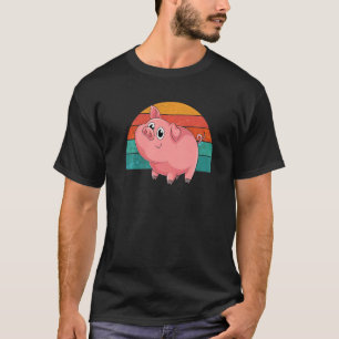 Cute Farm Animal Farmer Animal Piglet Retro Pig T-Shirt