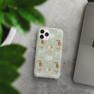 Cute Farm Animal Highland Cow Monogram iPhone 16 Pro Max Case