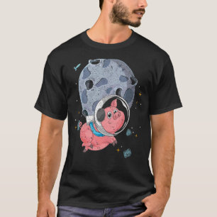 Cute Farm Animal Moon Landing Outer Space Astronau T-Shirt