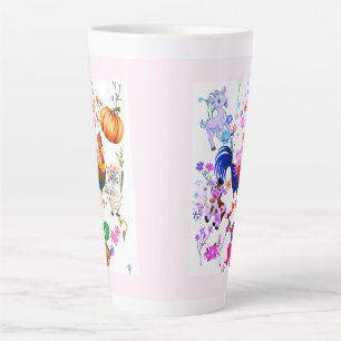 Cute farm animals and pretty flowers latte mug