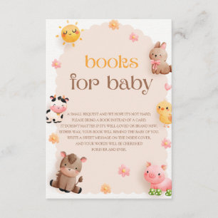 Cute Farm Animals Baby Shower Baby Books Enclosure Card