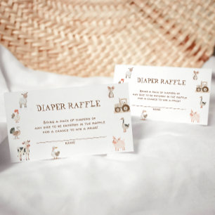 Cute Farm Animals Baby Shower Diaper Raffle Ticket Enclosure Card