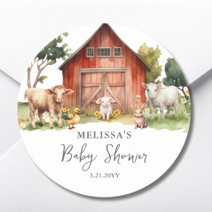 Cute Farm Animals Baby Shower Favour Sticker