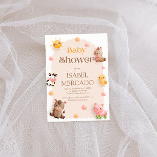 Cute Farm Animals Baby Shower  Invitation