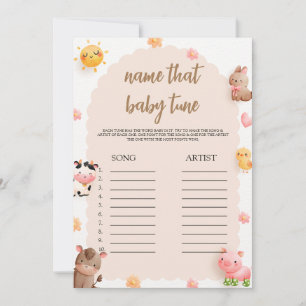 Cute Farm Animals Baby Shower Name That Baby Tune  Invitation