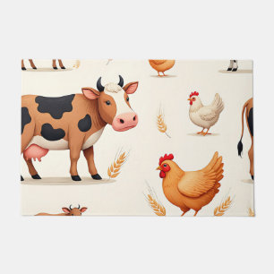 Cute Farm Animals Barn Pattern Doormat