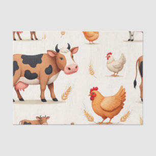 Cute Farm Animals Barn Pattern Tissue Paper