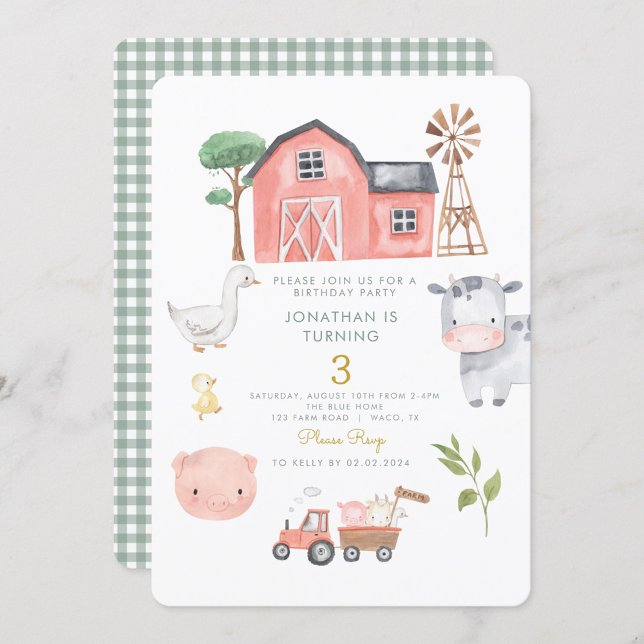 Cute Farm Animals Barnyard birthday  Invitation (Creator Uploaded)
