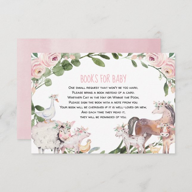 Cute farm animals barnyard girl books for baby enclosure card (Front/Back)