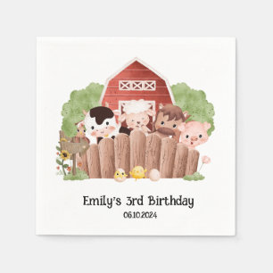 Cute Farm Animals Birthday Napkin