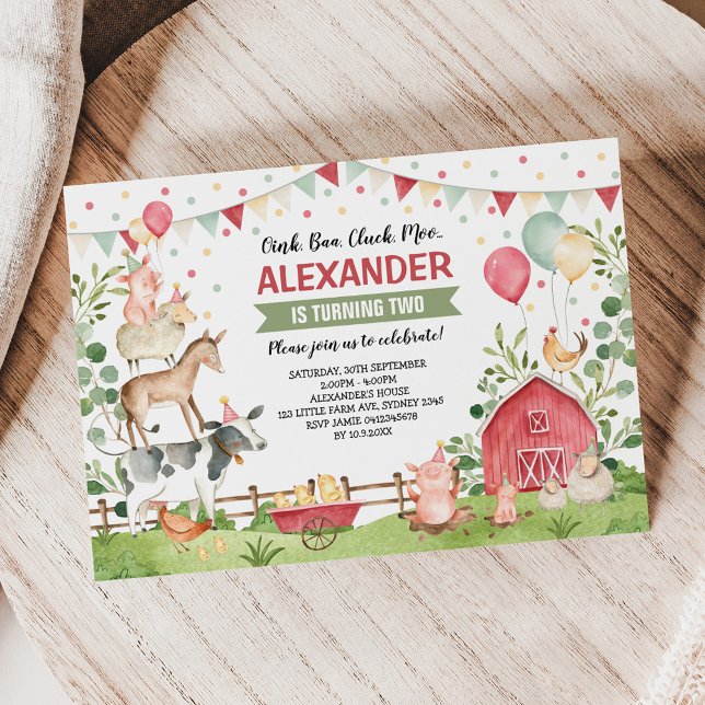 Cute Farm Animals Birthday Party Barnyard Bash Invitation (Creator Uploaded)
