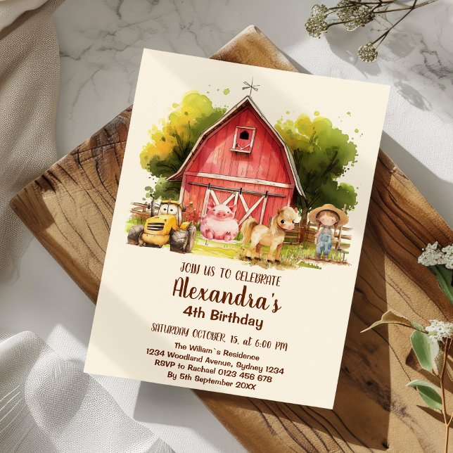 Cute Farm Animals Birthday Party Barnyard Bash  Invitation (Creator Uploaded)