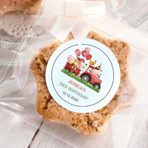 Cute Farm Animals Birthday Party Classic Round Sticker