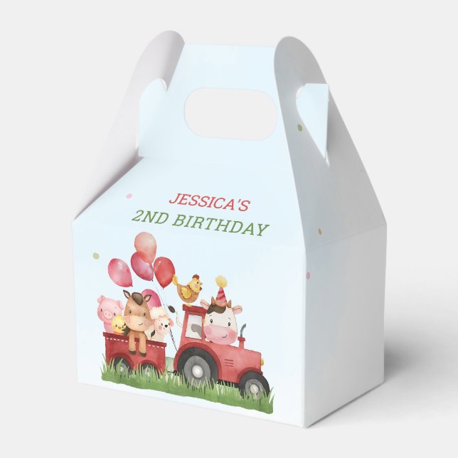 Cute Farm Animals Birthday Party Favour Box (Front Side)