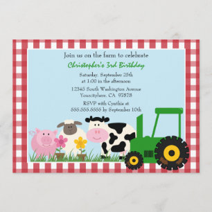 Cute farm animals birthday party invitation