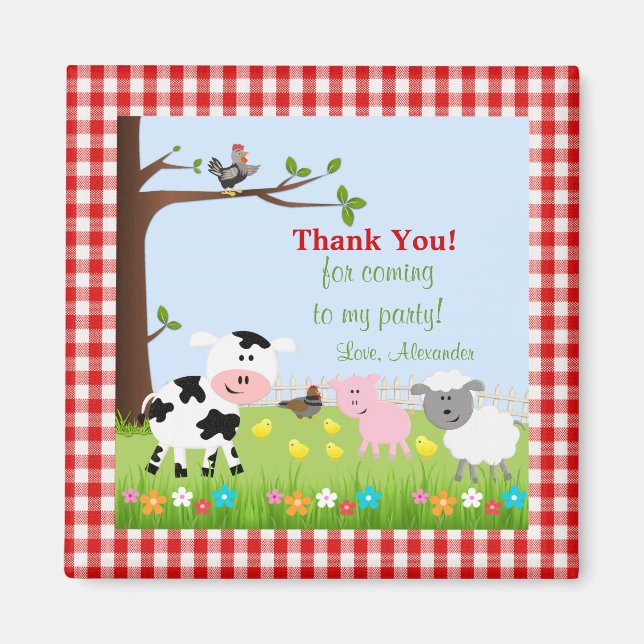 Cute Farm Animals Birthday Party Magnet (Front)