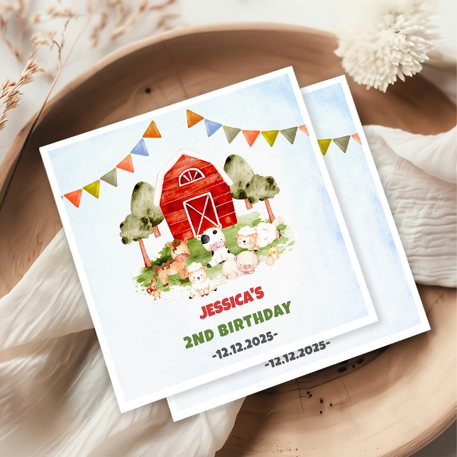Cute Farm Animals Birthday Party Napkin (Creator Uploaded)