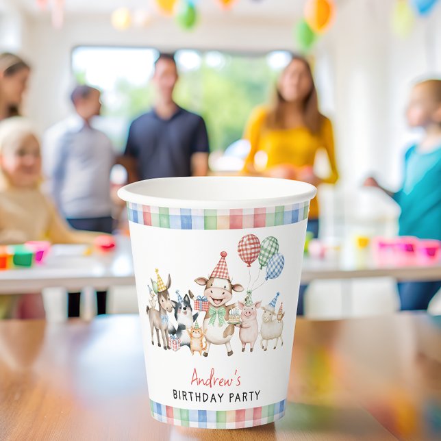 Cute Farm Animals Birthday Party Paper Cups (Creator Uploaded)