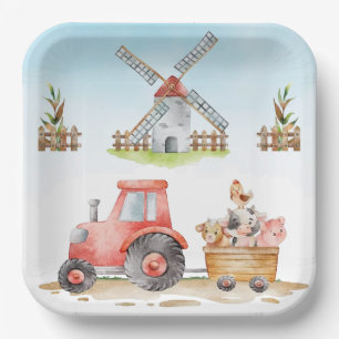 Cute Farm Animals Birthday Party Paper Plate