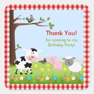 Cute Farm Animals Birthday Party Sticker