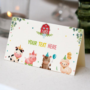 Cute Farm Animals Birthday Place Card