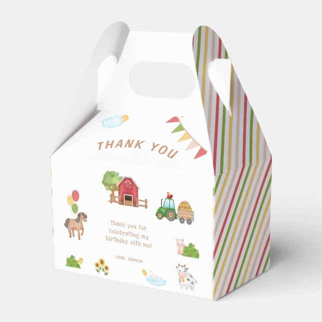 Cute Farm Animals Birthday Thank You Favour Box (Front Side)