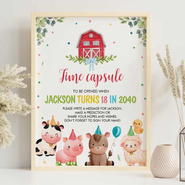 Cute Farm Animals Birthday Time Capsule Sign (Creator Uploaded)