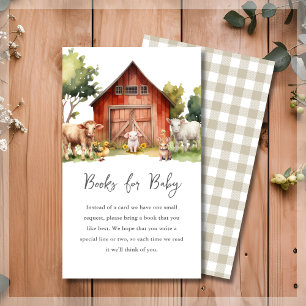 Cute Farm Animals Book Request Baby Shower Enclosure Card