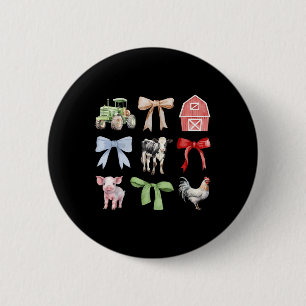 Cute Farm Animals Cow Pig Chicken Coquette Farmer  6 Cm Round Badge