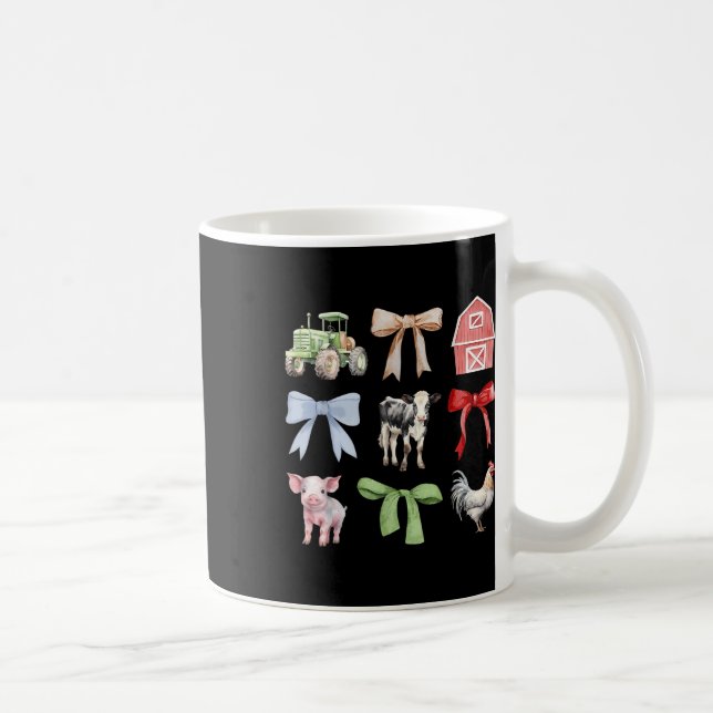 Cute Farm Animals Cow Pig Chicken Coquette Farmer  Coffee Mug (Right)