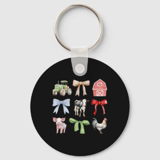 Cute Farm Animals Cow Pig Chicken Coquette Farmer  Key Ring