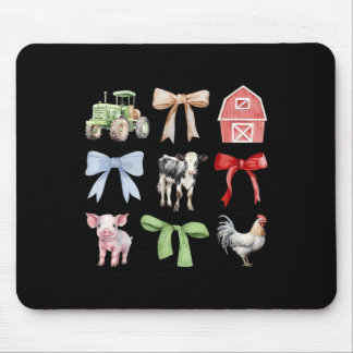 Cute Farm Animals Cow Pig Chicken Coquette Farmer  Mouse Pad