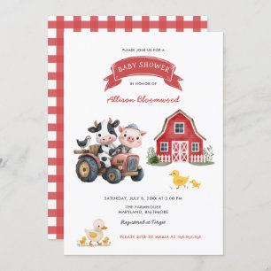 Cute Farm Animals Farmhouse Baby Shower Invitation