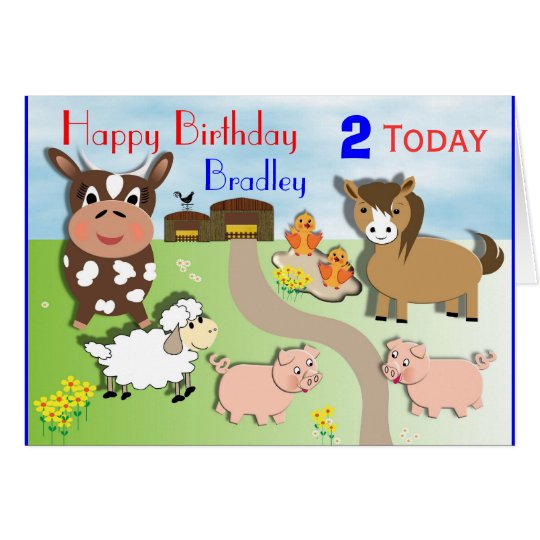 Cute Farm Animals Kids Birthday Card