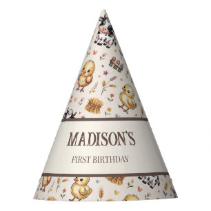 Cute Farm Animals Kids First Birthday Personalized Party Hat