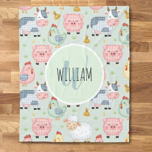 Cute Farm Animals Nursery  Fleece Blanket