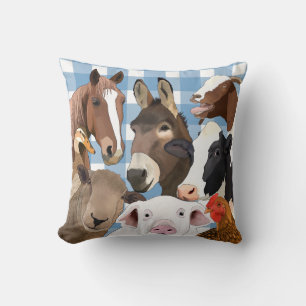 Cute Farm Animals Portrait Cushion