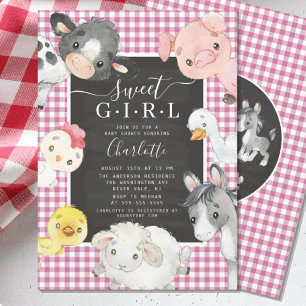 Cute Farm Animals Shower Invitation