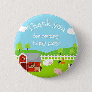 Cute Farm Animals 'Thank you for coming' 6 Cm Round Badge