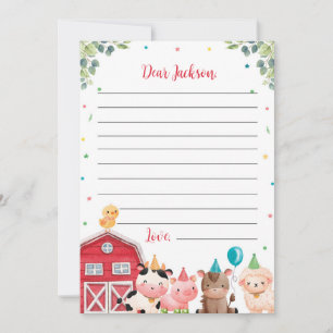 Cute Farm Animals Time Capsule Note Message Card