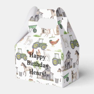 Cute Farm Animals Tractors Name Happy Favour Box