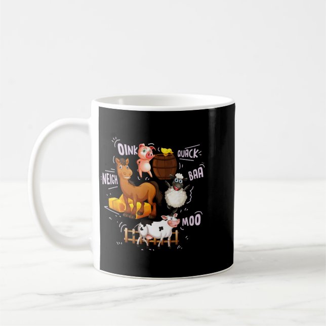 Cute Farm Animals With Sounds Coffee Mug (Left)