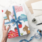 Cute Farm Animals Wrapping Paper