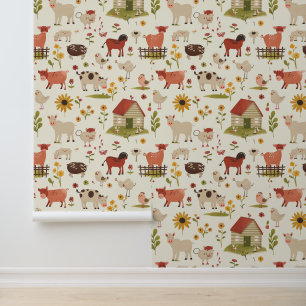 Cute Farm Baby Animals with Boho Florals #12 Wallpaper
