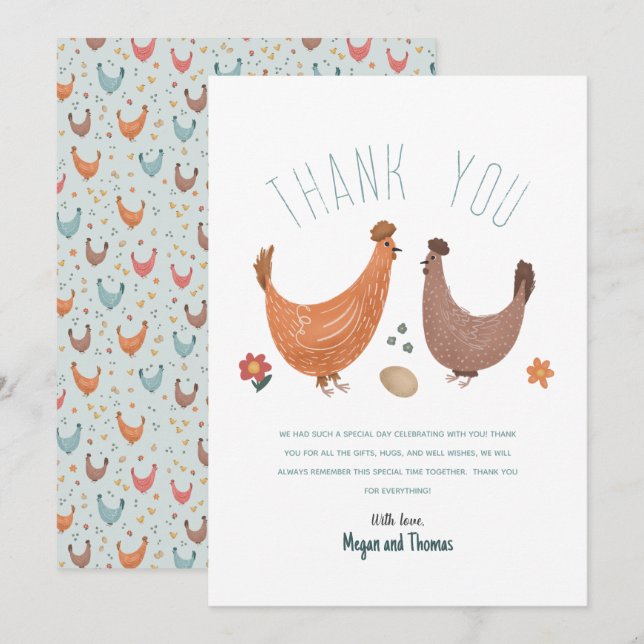 Cute Farm Baby Shower Thank You Card (Front/Back)