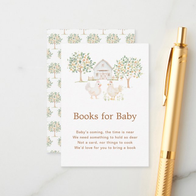 Cute Farm Barn Baby Shower Books for baby Enclosure Card (Front/Back In Situ)